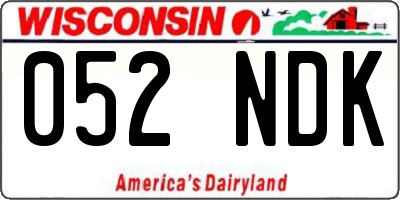 WI license plate 052NDK
