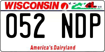 WI license plate 052NDP
