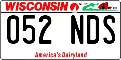 WI license plate 052NDS