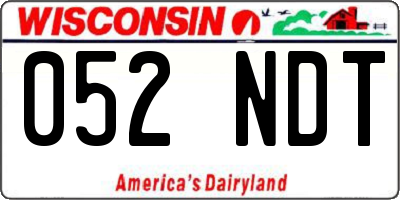 WI license plate 052NDT