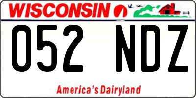 WI license plate 052NDZ