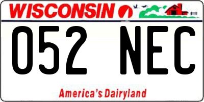 WI license plate 052NEC