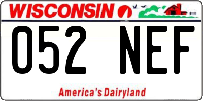 WI license plate 052NEF