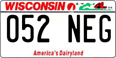 WI license plate 052NEG