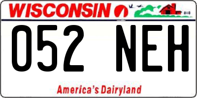 WI license plate 052NEH