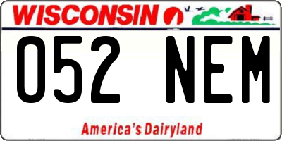 WI license plate 052NEM
