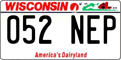 WI license plate 052NEP