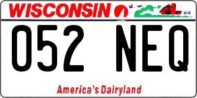 WI license plate 052NEQ