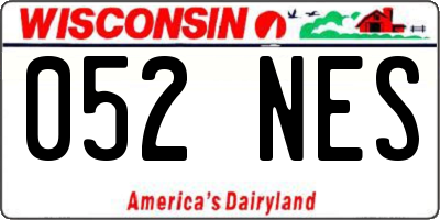 WI license plate 052NES