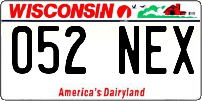 WI license plate 052NEX