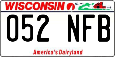 WI license plate 052NFB