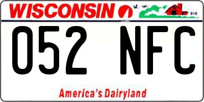 WI license plate 052NFC