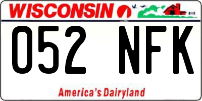 WI license plate 052NFK