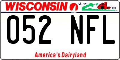 WI license plate 052NFL