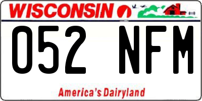 WI license plate 052NFM