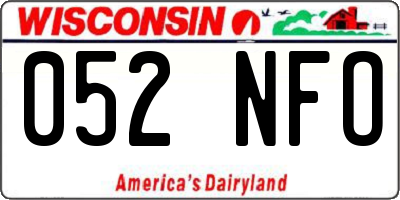 WI license plate 052NFO