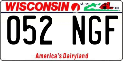 WI license plate 052NGF