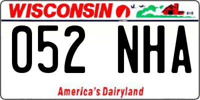 WI license plate 052NHA
