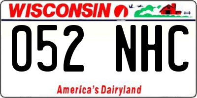 WI license plate 052NHC