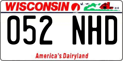 WI license plate 052NHD