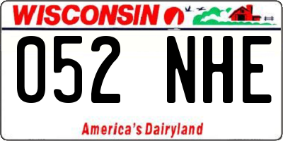 WI license plate 052NHE