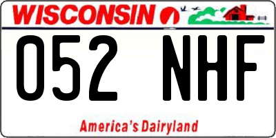WI license plate 052NHF