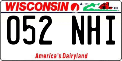 WI license plate 052NHI