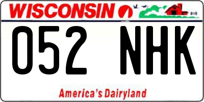 WI license plate 052NHK