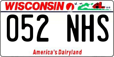 WI license plate 052NHS