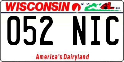 WI license plate 052NIC