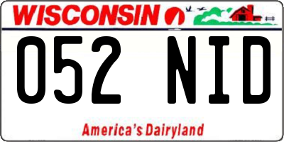 WI license plate 052NID
