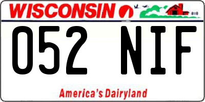 WI license plate 052NIF
