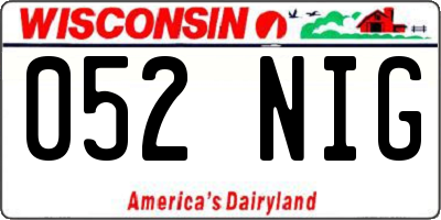 WI license plate 052NIG
