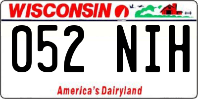 WI license plate 052NIH