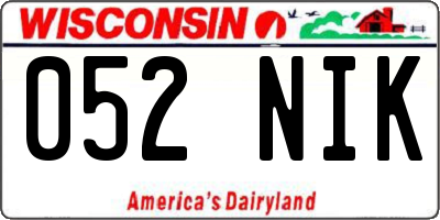 WI license plate 052NIK