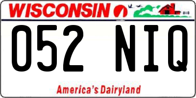 WI license plate 052NIQ