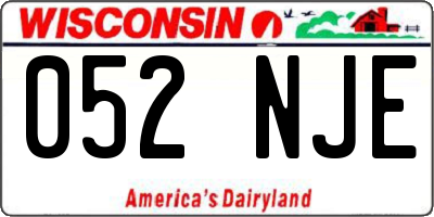 WI license plate 052NJE