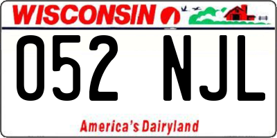 WI license plate 052NJL