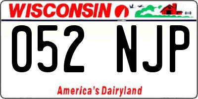 WI license plate 052NJP
