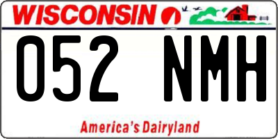 WI license plate 052NMH