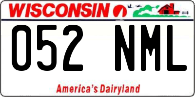 WI license plate 052NML