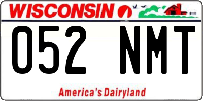 WI license plate 052NMT