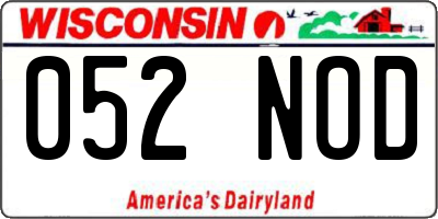 WI license plate 052NOD
