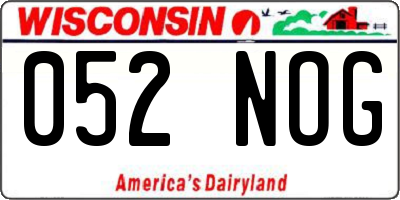 WI license plate 052NOG