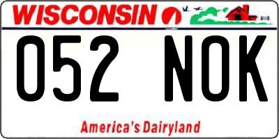 WI license plate 052NOK