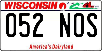WI license plate 052NOS