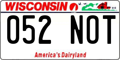 WI license plate 052NOT