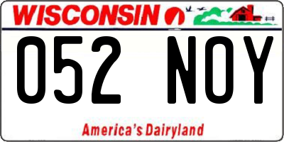 WI license plate 052NOY