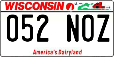 WI license plate 052NOZ
