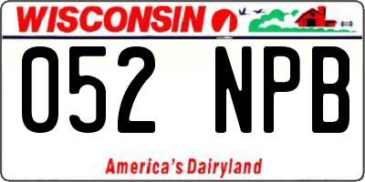 WI license plate 052NPB